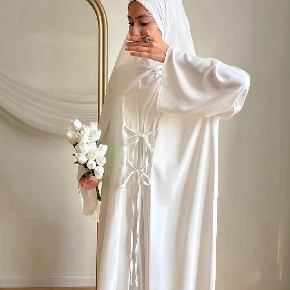 2 - Piece Satin Open Abaya Set(MOA317) - Mariam's Collection
