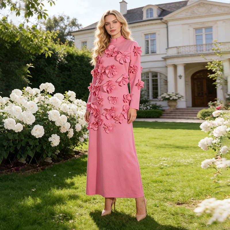 3D Floral Appliqué Maxi Dress – Luxury Floral Gown
