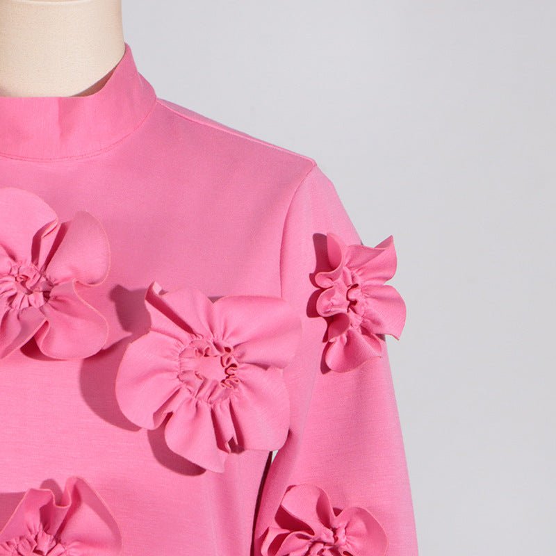 Long sleeve detail with dimensional floral embellishments