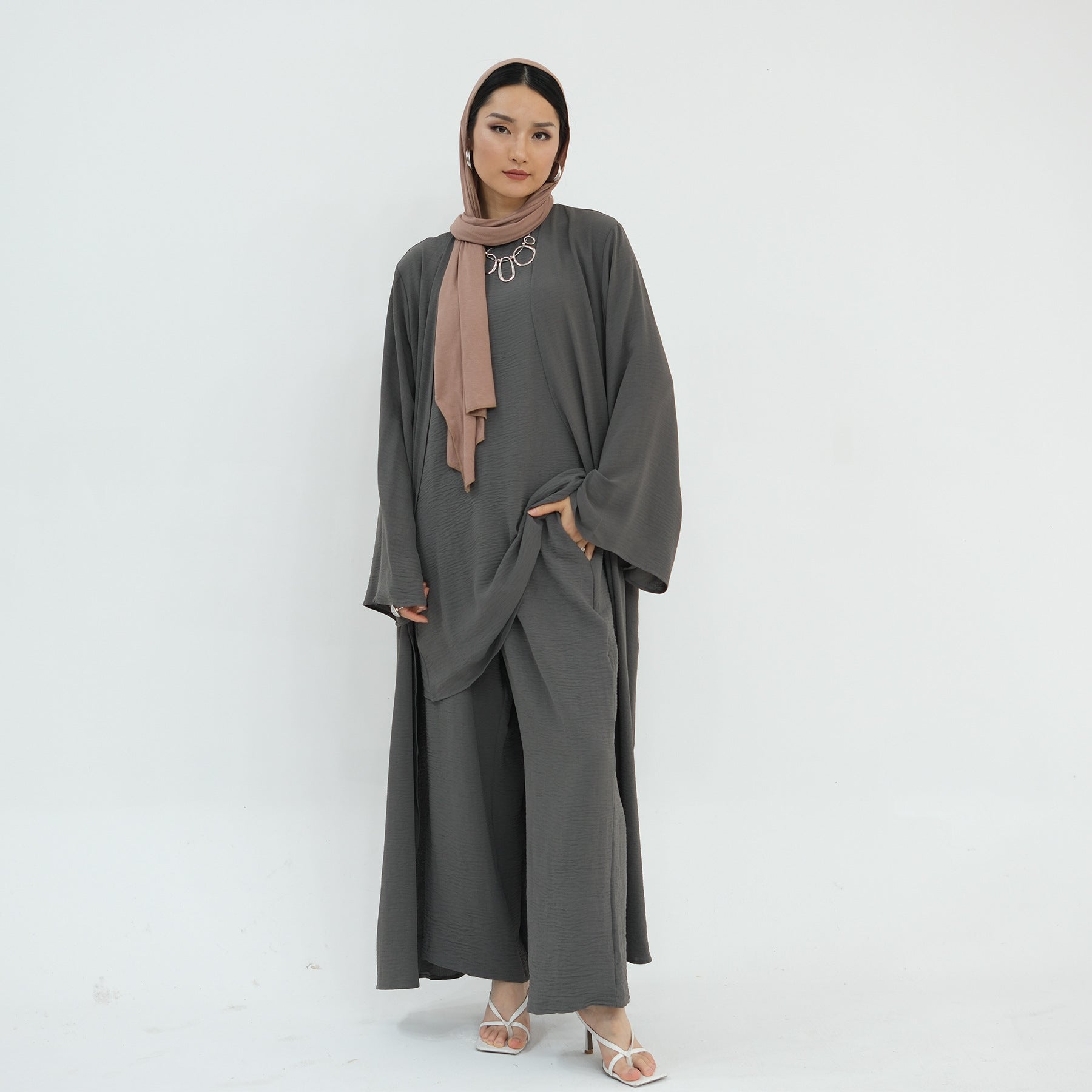 Sleeveless Top and Pants 3 - Piece Set Abaya (MOA076) - Mariam's Collection