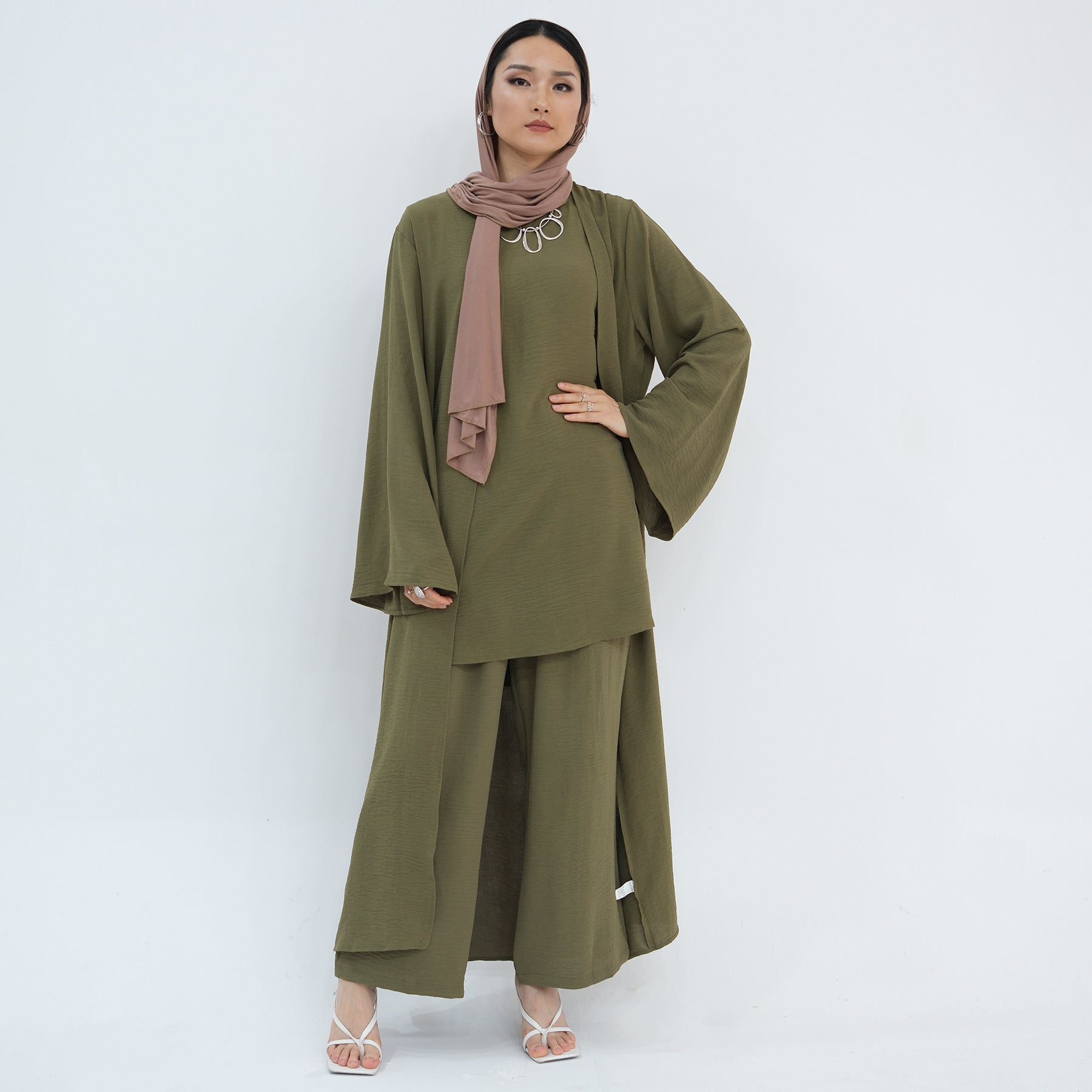 Sleeveless Top and Pants 3 - Piece Set Abaya (MOA076) - Mariam's Collection
