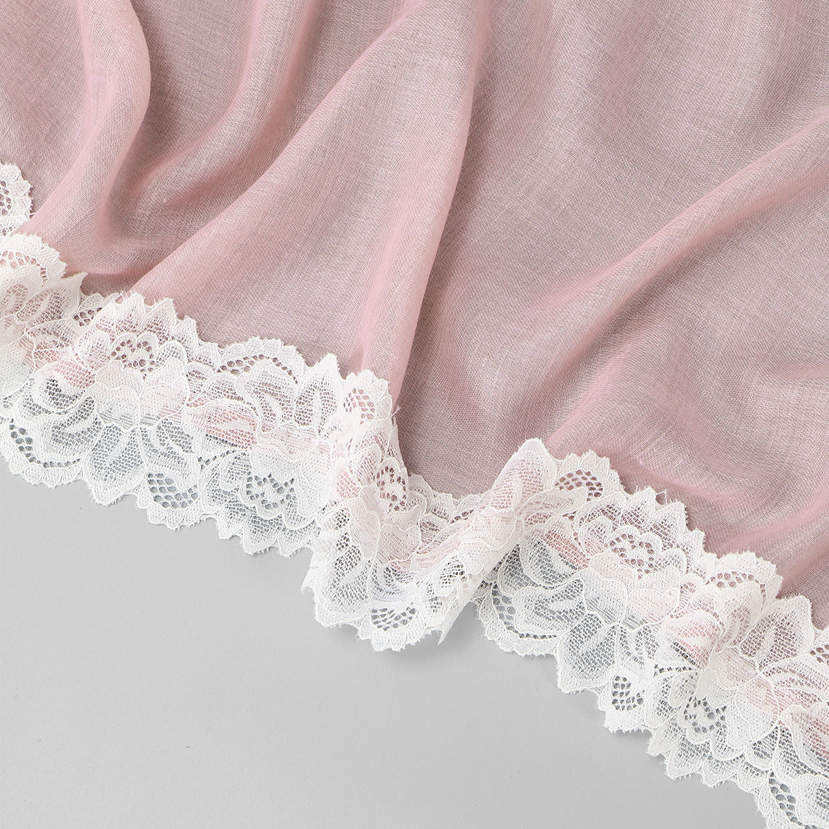 Lace Trim Print Hijab Shawl(MH224)