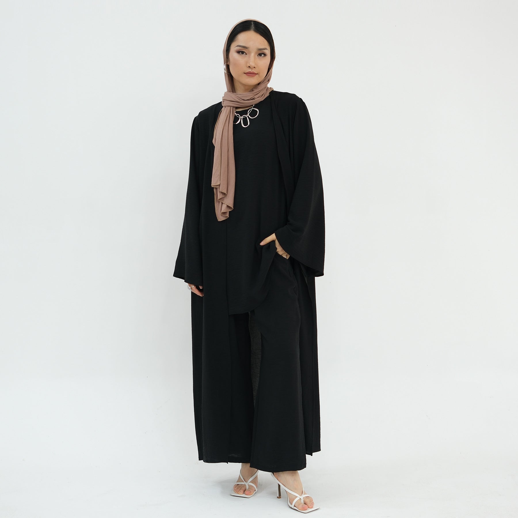 Sleeveless Top and Pants 3 - Piece Set Abaya (MOA076) - Mariam's Collection