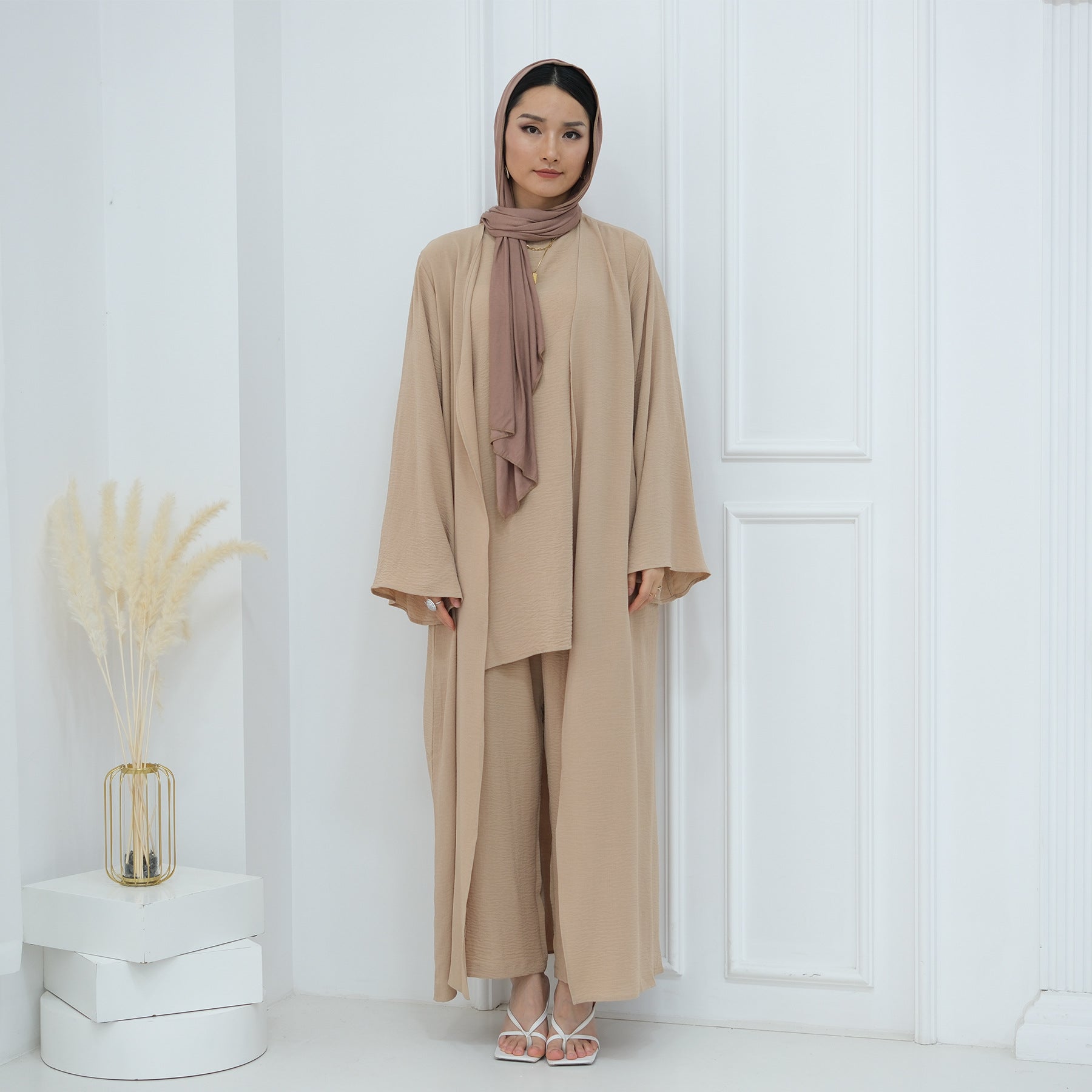 Sleeveless Top and Pants 3 - Piece Set Abaya (MOA076) - Mariam's Collection
