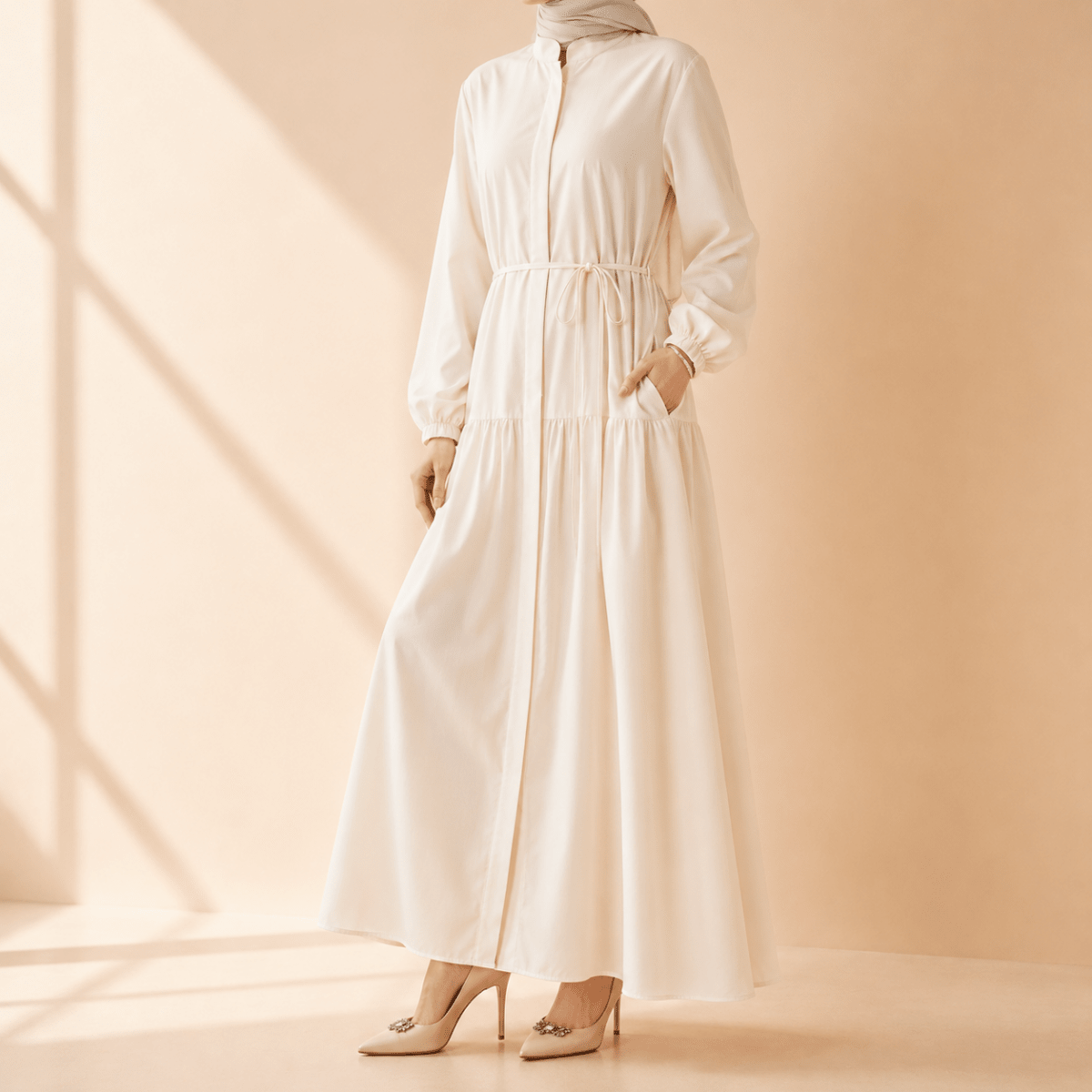 A-Line Trench Shirt Maxi Abaya with Pockets – Work Abaya