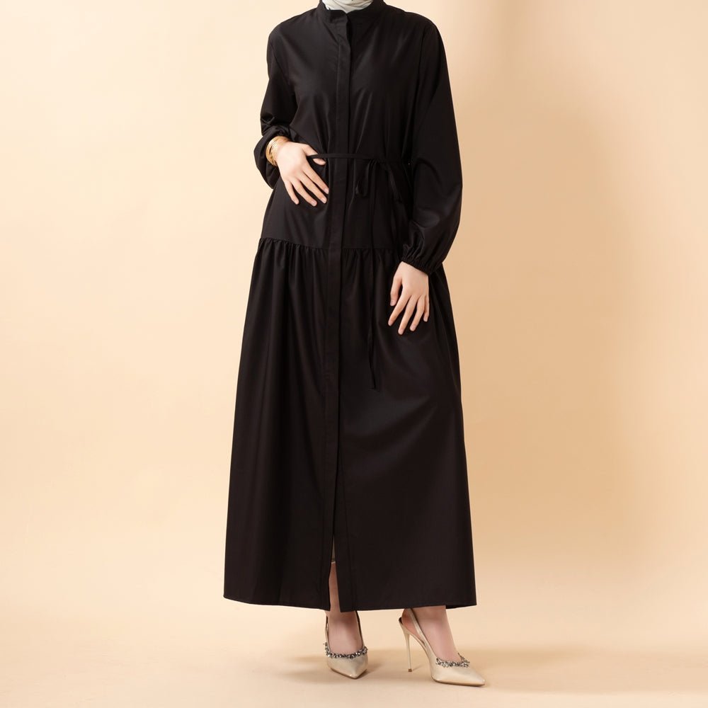 Modest maxi dress with pockets styled for daily wear