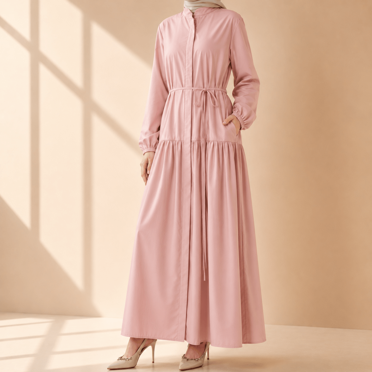 A-Line Trench Shirt Maxi Abaya with Pockets – Work Abaya