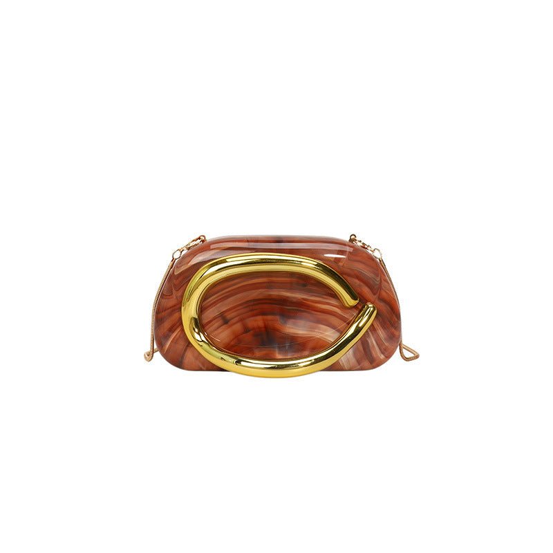 Acrylic Evening Clutch | Metallic Handle Party Bag with Chain Strap(MAC354) - Mariam's Collection