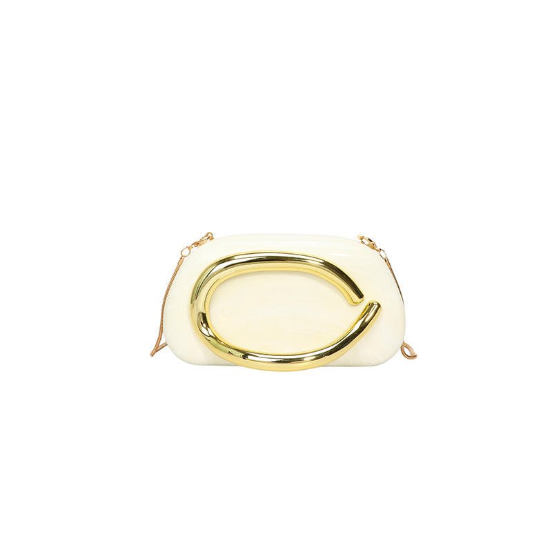Acrylic Evening Clutch | Metallic Handle Party Bag with Chain Strap(MAC354) - Mariam's Collection