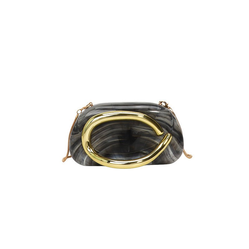 Acrylic Evening Clutch | Metallic Handle Party Bag with Chain Strap(MAC354) - Mariam's Collection