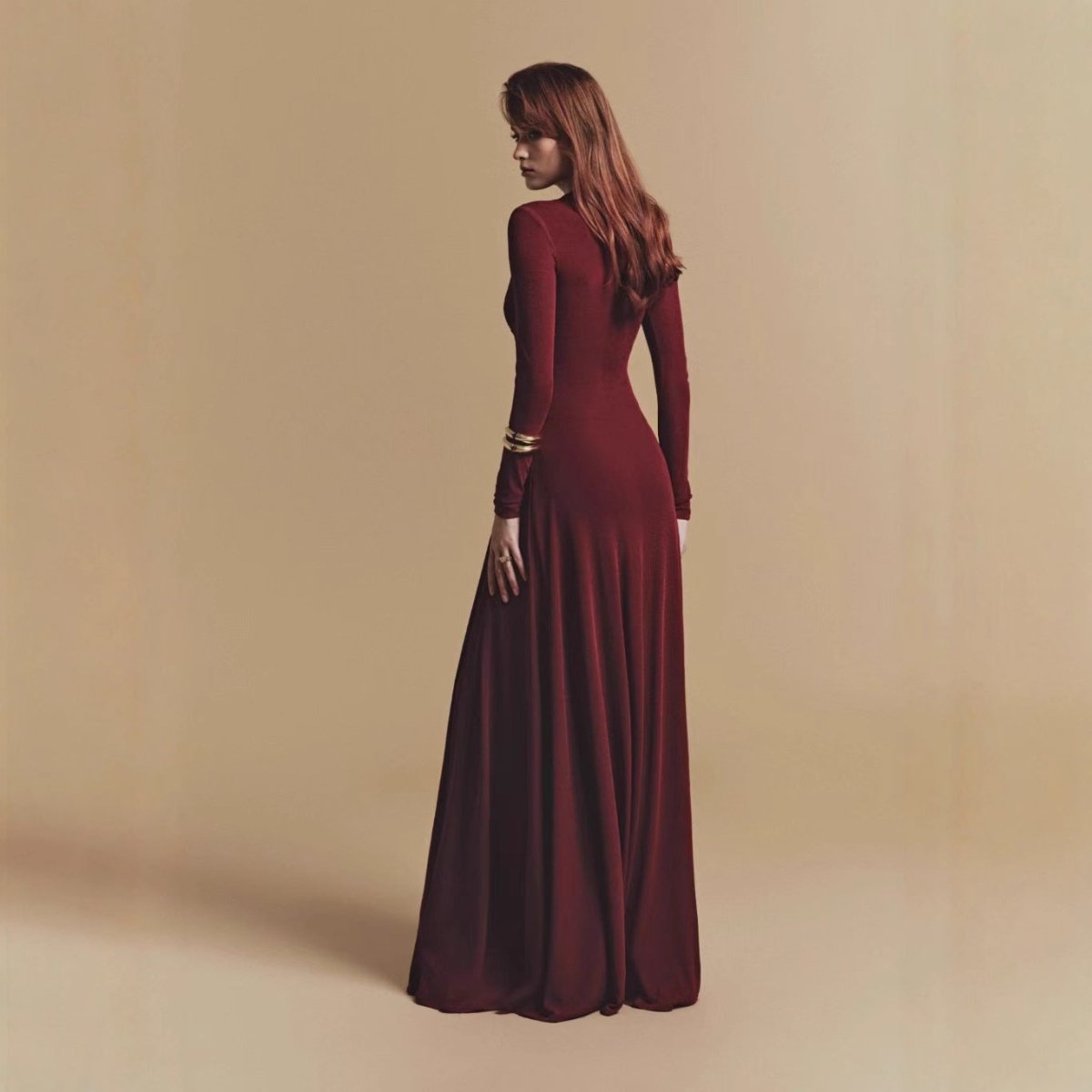 Asymmetric Ruched Gown with Diagonal Draping(MS262) - Mariam's Collection