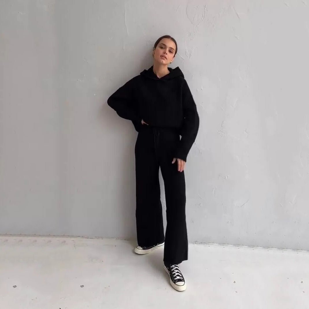 Athletic Hoodie & Pants Set | Wide Sleeve Sweatshirt with Pockets & Drawstring Pants(MS141) - Mariam's Collection