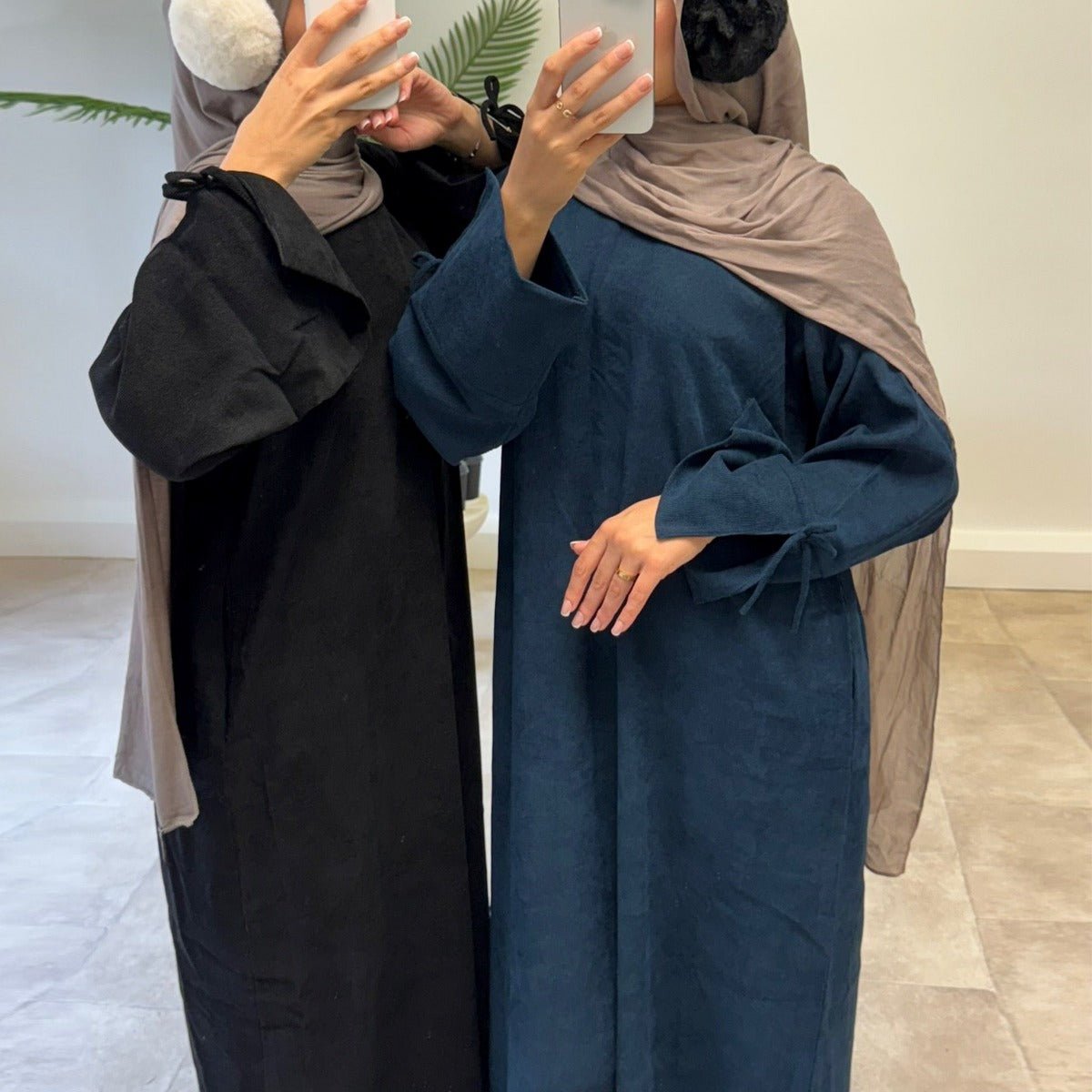 Autumn Bow - Sleeve Corduroy Abaya | Modest Muslim Women's Luxury Wear. (MA248) - Mariam's Collection