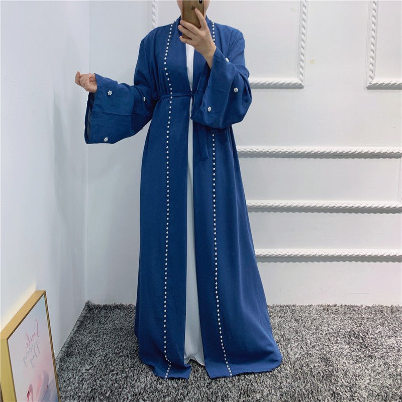 Beaded Open Abaya - Elegant & Temperament With Matching Belt (MOA090) - Mariam's Collection