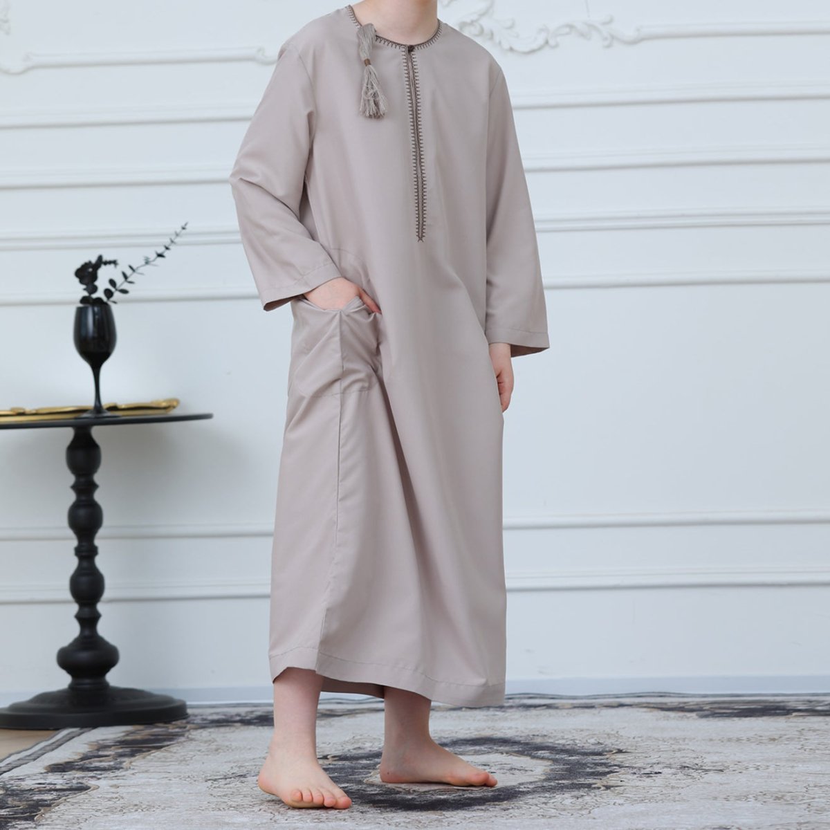Boys Embroidered Thobe with Tassel Detail(MKB016) - Mariam's Collection