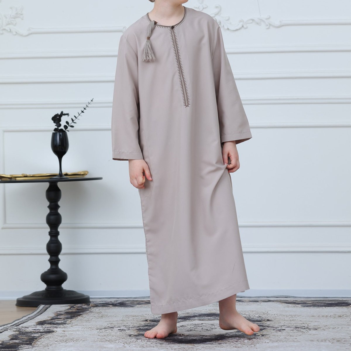 Boys Embroidered Thobe with Tassel Detail(MKB016) - Mariam's Collection