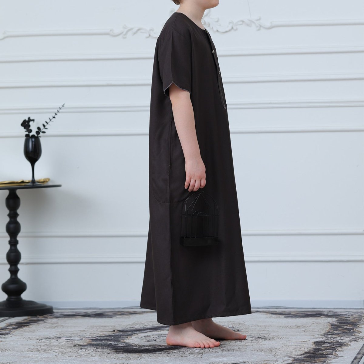 Boys' Embroidered Thobe – Kids Eid Thobe with Pockets
