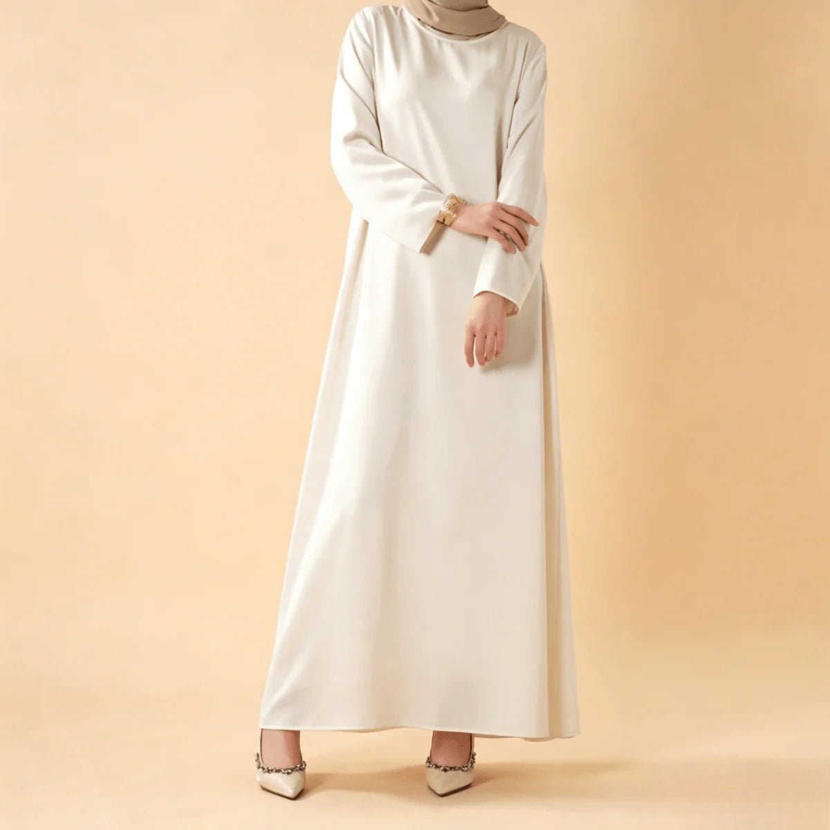 Flat lay of the Butterfly Whisper open abaya and coordinating belt as a 2-piece set