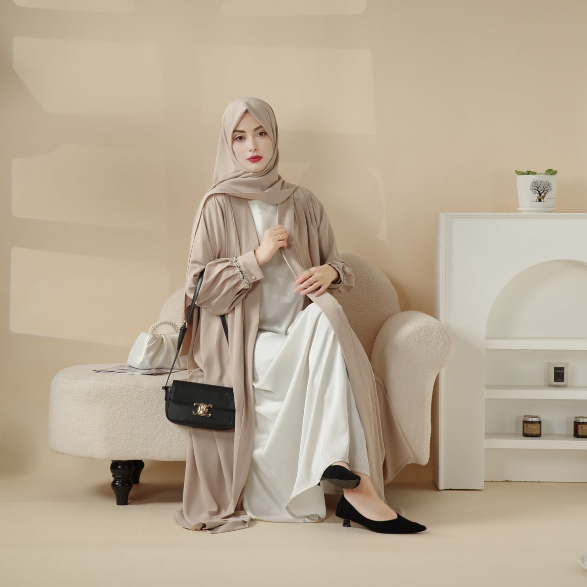 Cardigan Abaya, Western Style Abaya (MOA061) - Mariam's Collection