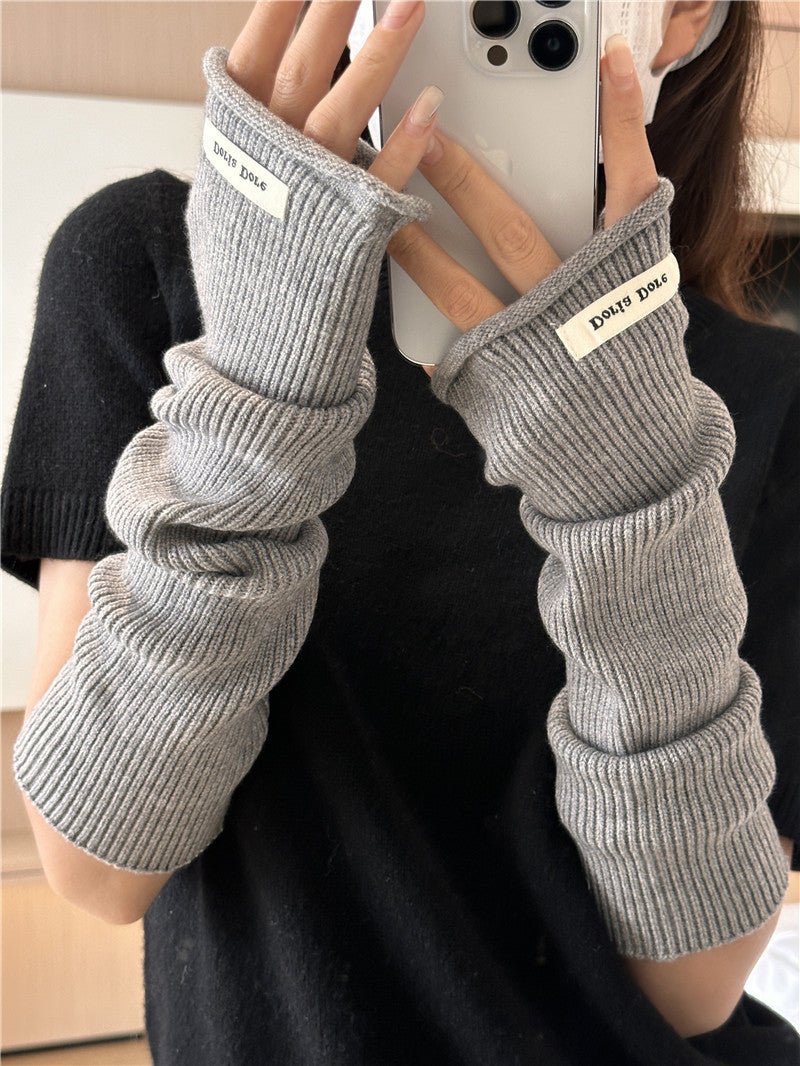 Cascading Knit Sleeve Covers Cozy Elegance for Layered Style (MAC312) - Mariam's Collection