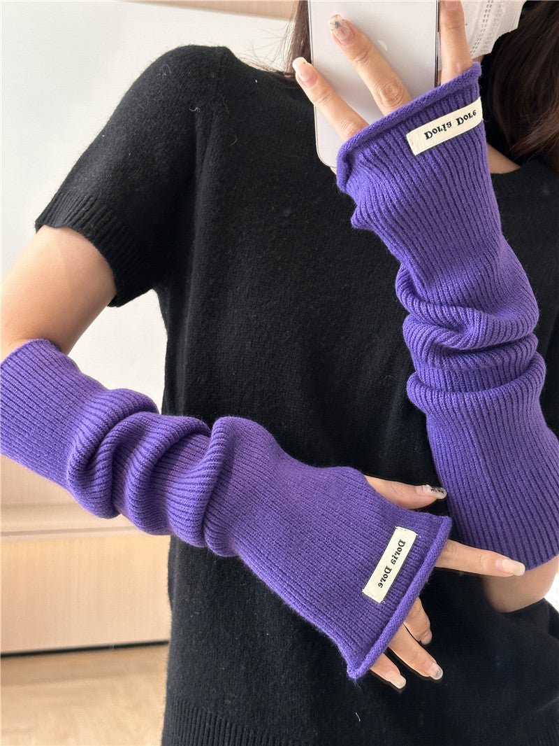 Cascading Knit Sleeve Covers Cozy Elegance for Layered Style (MAC312) - Mariam's Collection