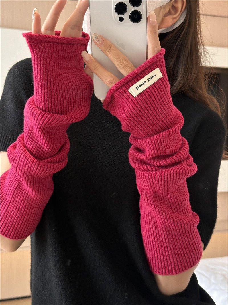 Cascading Knit Sleeve Covers Cozy Elegance for Layered Style (MAC312) - Mariam's Collection