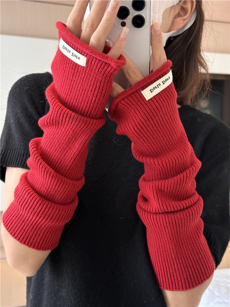 Cascading Knit Sleeve Covers Cozy Elegance for Layered Style (MAC312) - Mariam's Collection