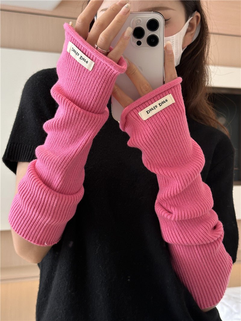 Cascading Knit Sleeve Covers Cozy Elegance for Layered Style (MAC312) - Mariam's Collection