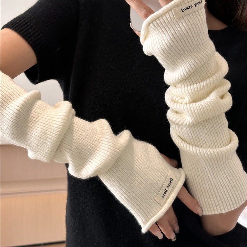 Cascading Knit Sleeve Covers Cozy Elegance for Layered Style (MAC312) - Mariam's Collection