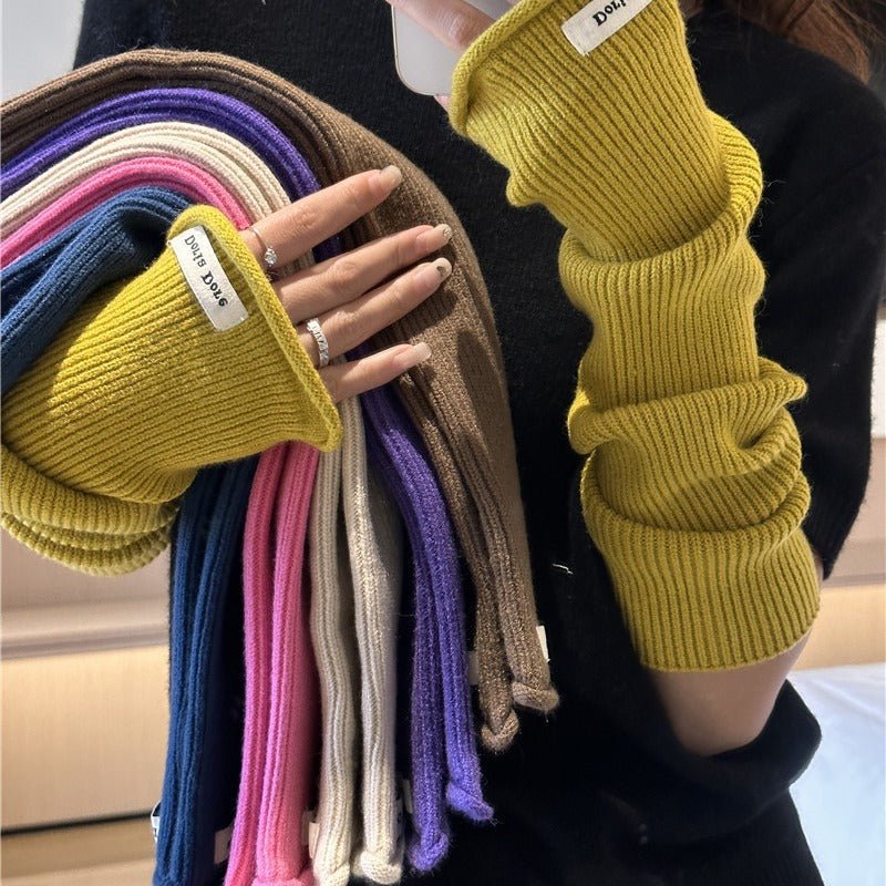 Cascading Knit Sleeve Covers Cozy Elegance for Layered Style (MAC312) - Mariam's Collection