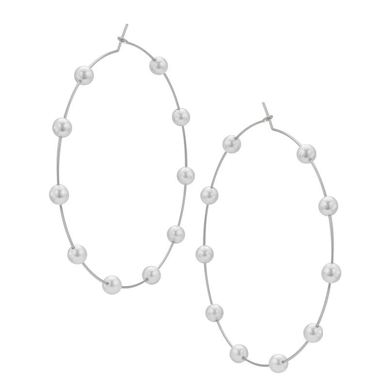 Chic Pearl Earrings Hoop Oversized Earrings (MAC320) - Mariam's Collection