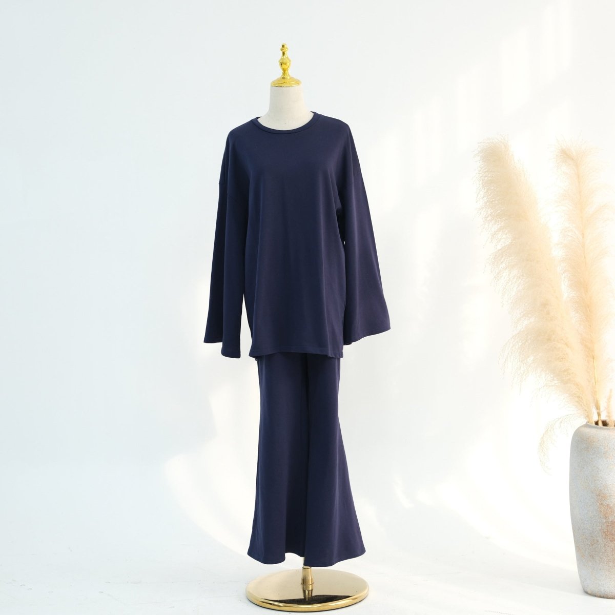 Cotton Two - Piece Set | Belted Tunic Top & Pants(MS279) - Mariam's Collection