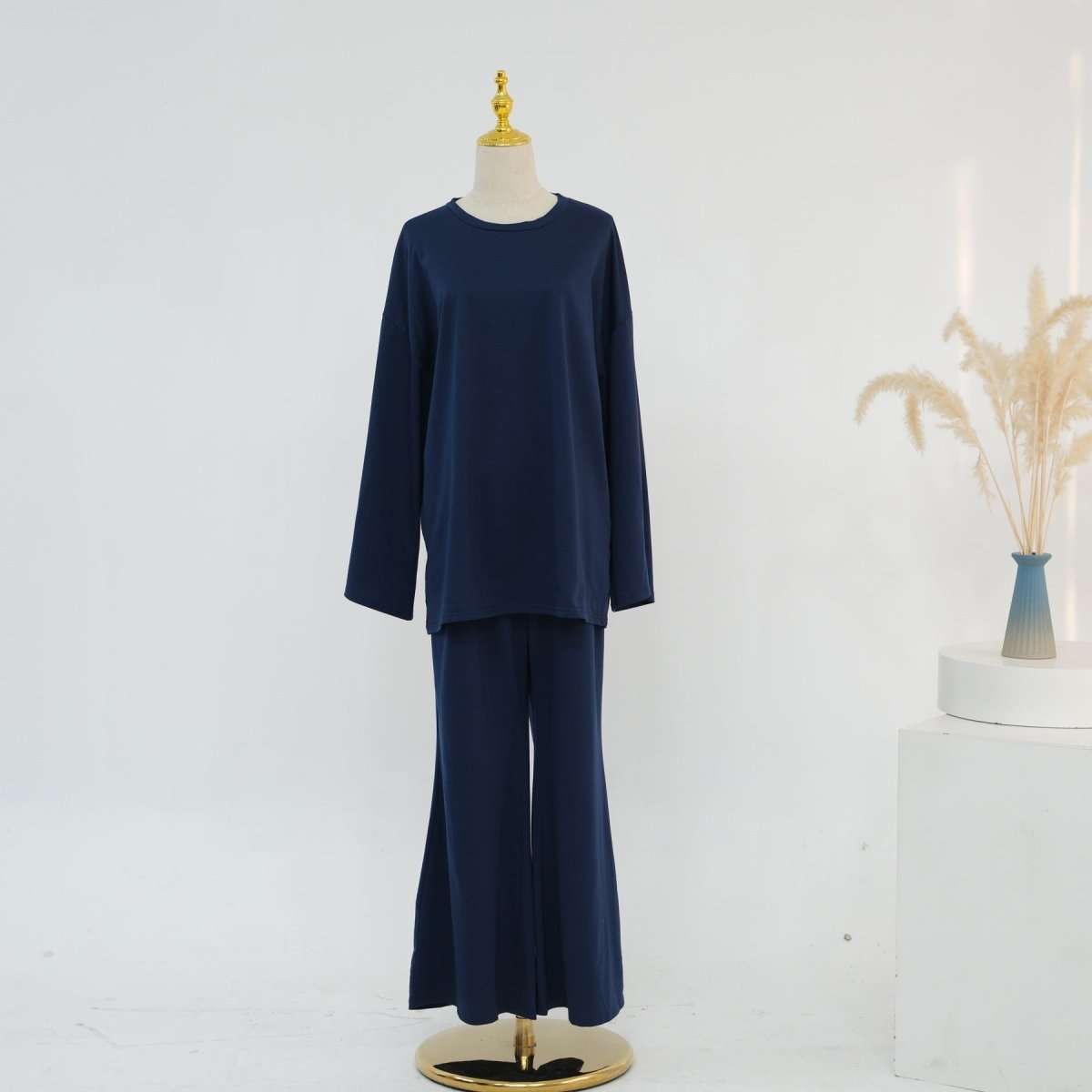 Cotton Two - Piece Set | Belted Tunic Top & Pants(MS279) - Mariam's Collection