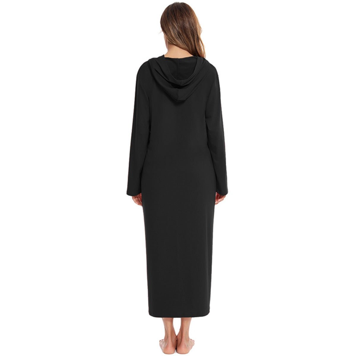 Cozy Longline Zip - Up Cardigan with Pockets | Home Wear Comfort(MS110) - Mariam's Collection