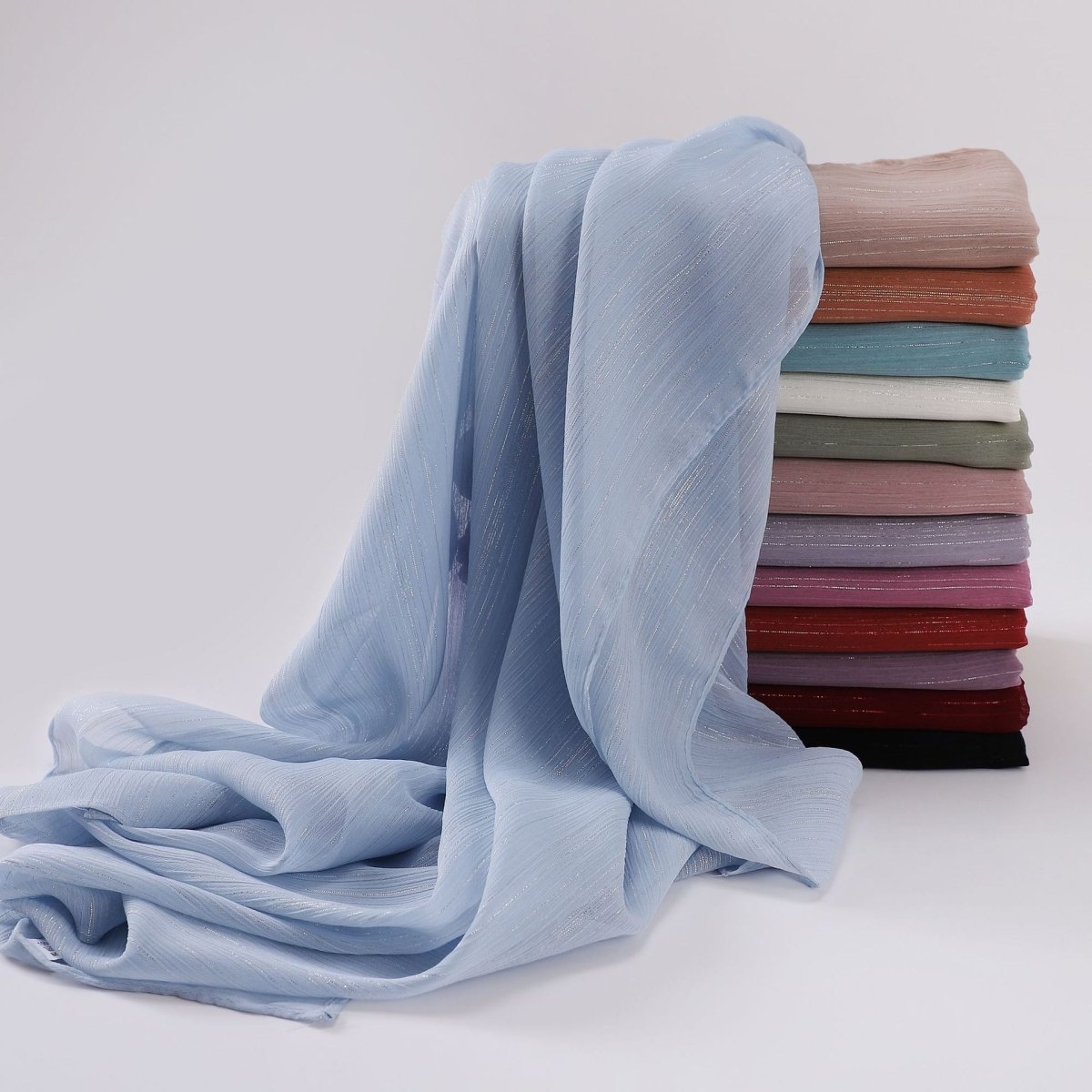 Effortless Grace Scarf Silver Crinkle Chiffon Hijab (MH153) - Mariam's Collection