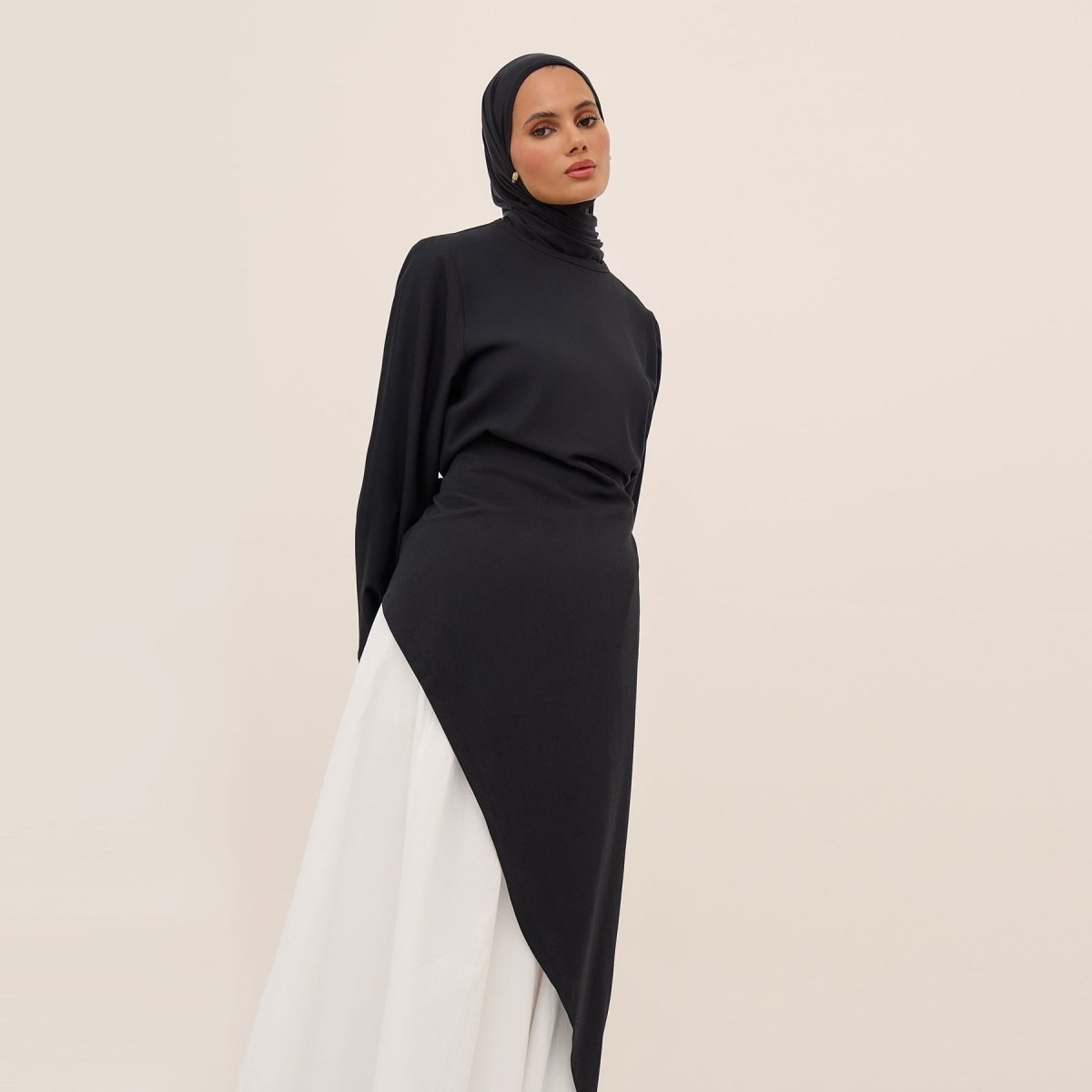 Elegant Asymmetric Top & Maxi Skirt Set | Cotton Linen Two - Piece Outfit(MS184) - Mariam's Collection