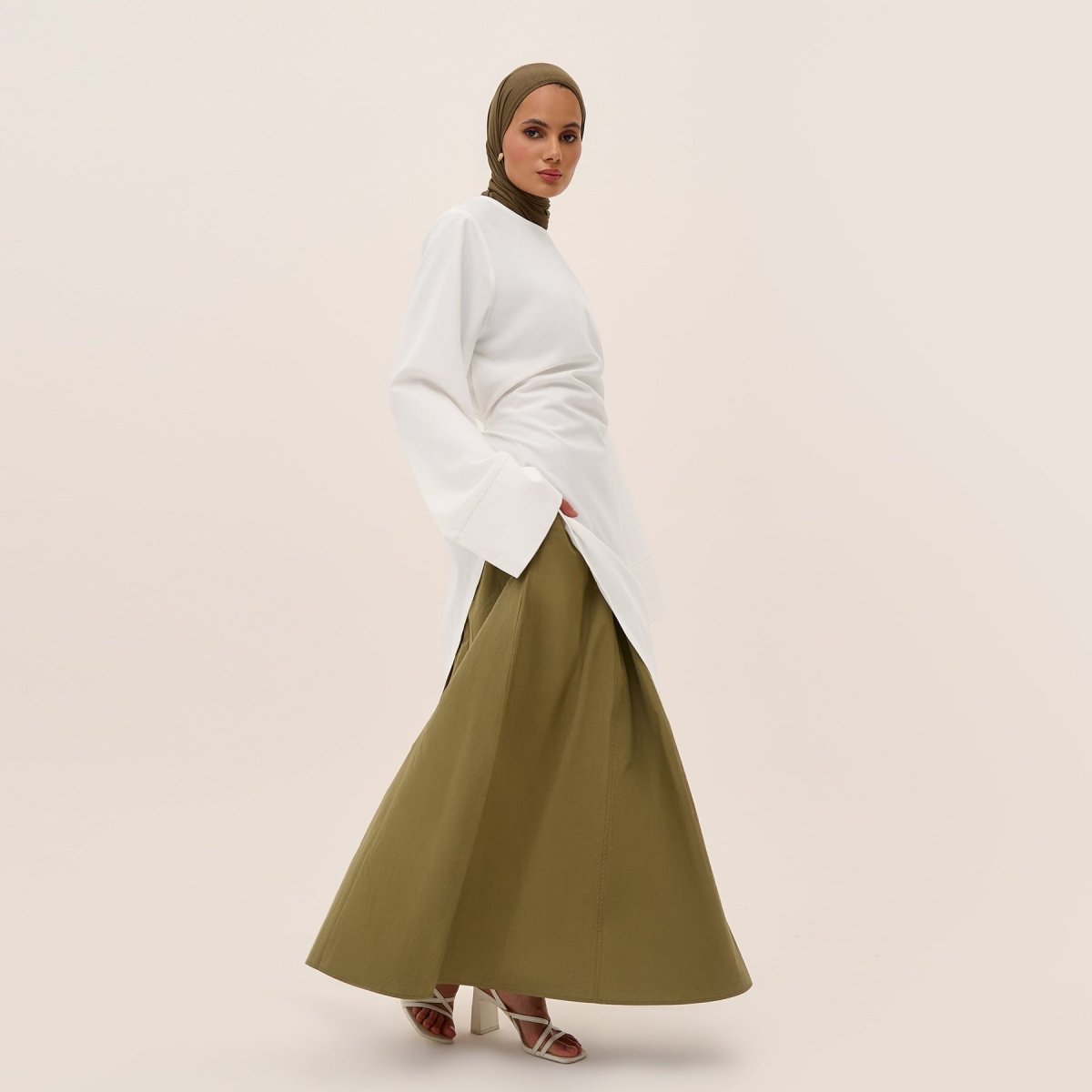 Elegant Asymmetric Top & Maxi Skirt Set | Cotton Linen Two - Piece Outfit(MS184) - Mariam's Collection