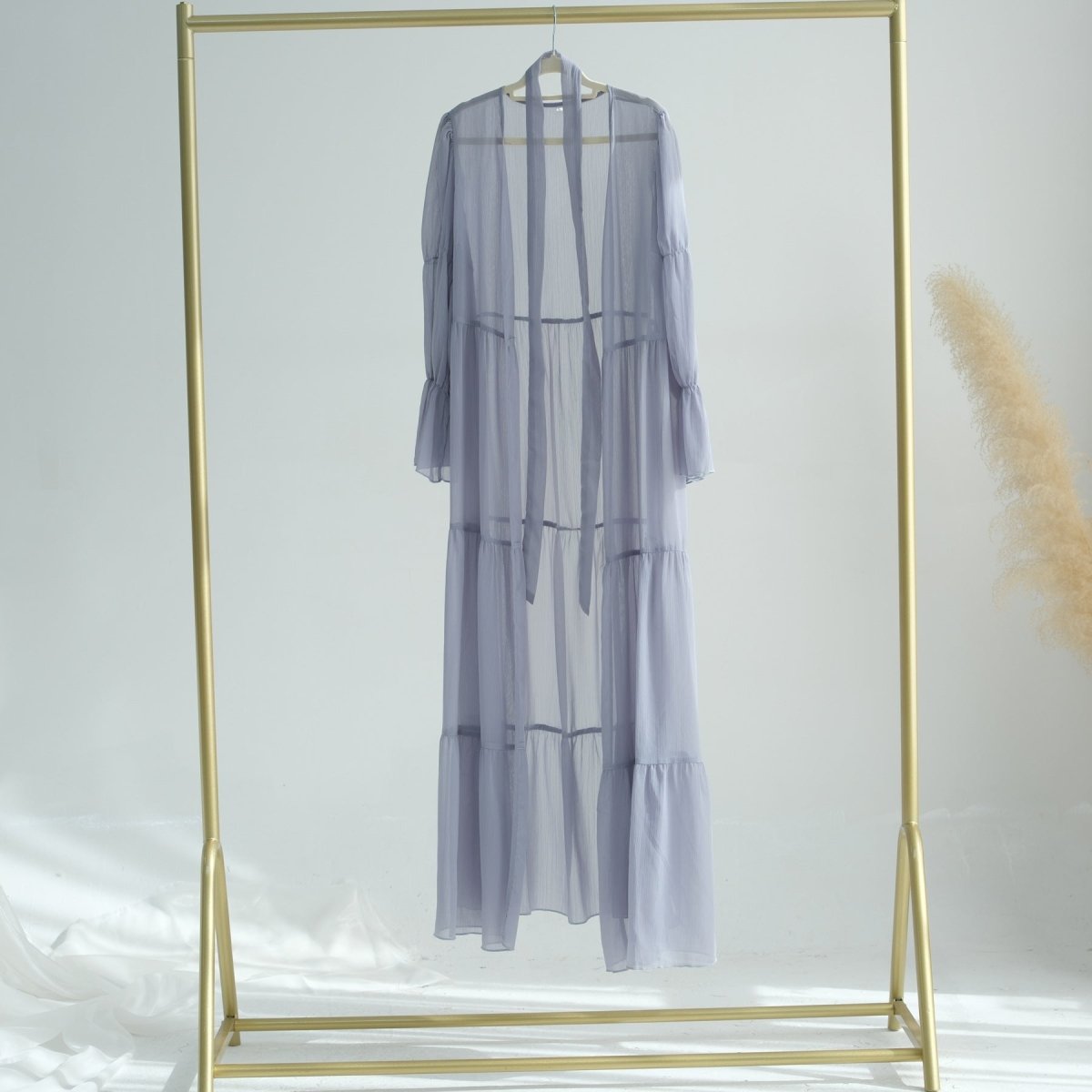 Elegant Chiffon Wrinkle Three - Piece Set Modest Muslim Abaya (MOA155) - Mariam's Collection