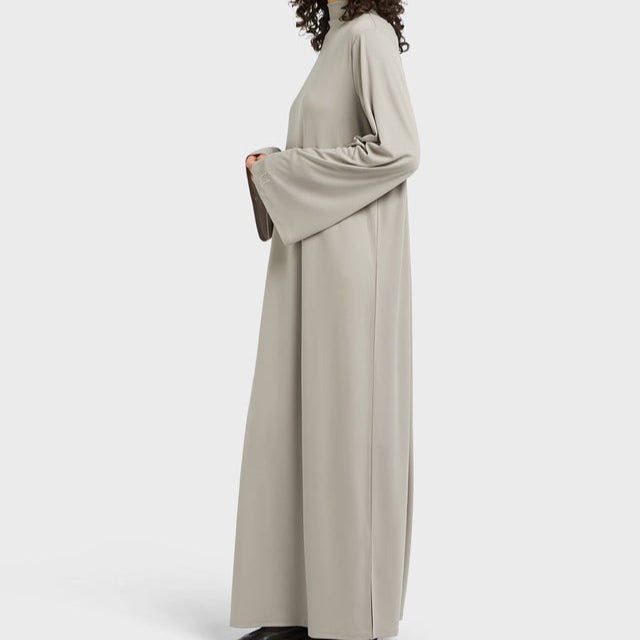 Elegant Half - Turtleneck Pullover Maxi Dress | Loose Fit Solid Color Dress with Hidden Pockets(MA313) - Mariam's Collection