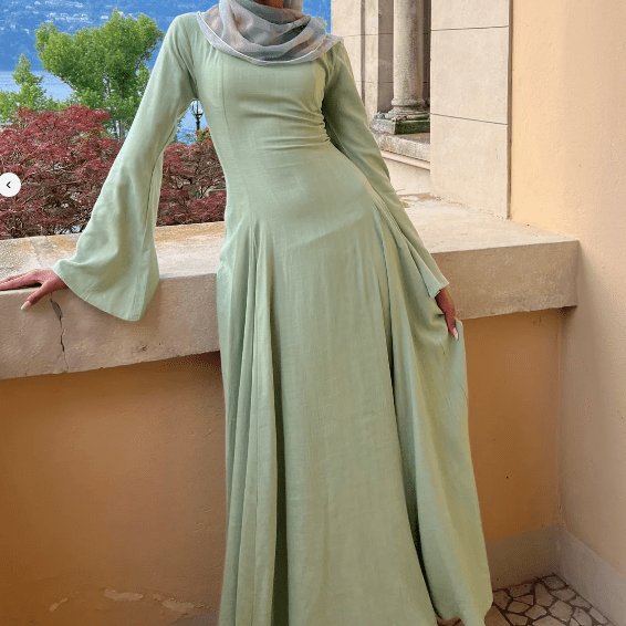 Solid Color Robe Abaya With Back-Tie | Dressing Gown Style Abaya with Flared Sleeves
