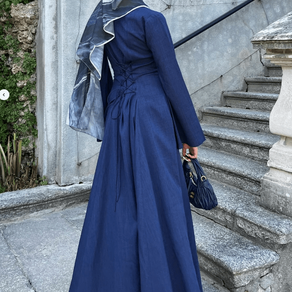 Solid Color Robe Abaya With Back-Tie | Dressing Gown Style Abaya with Flared Sleeves