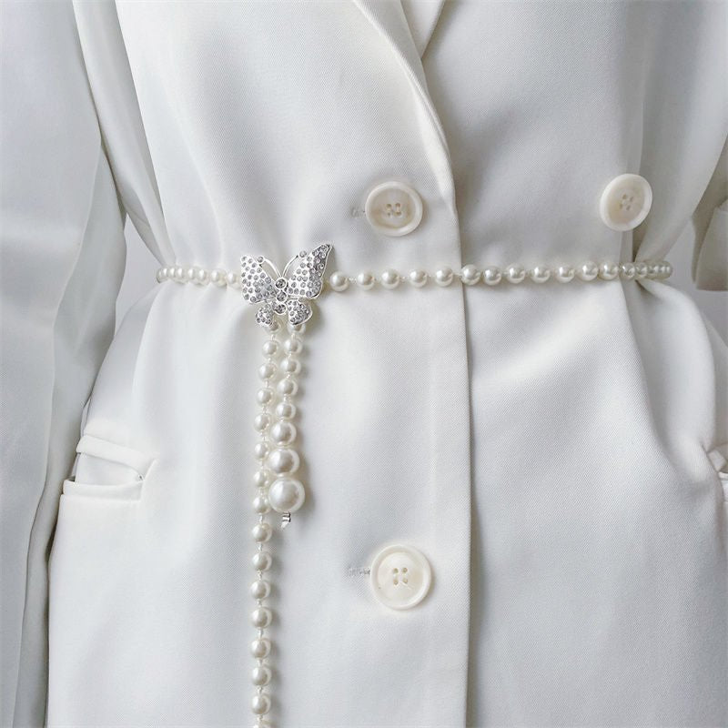 Elegant Versatile Pearl Cascade Waist Belt (MAC349) - Mariam's Collection