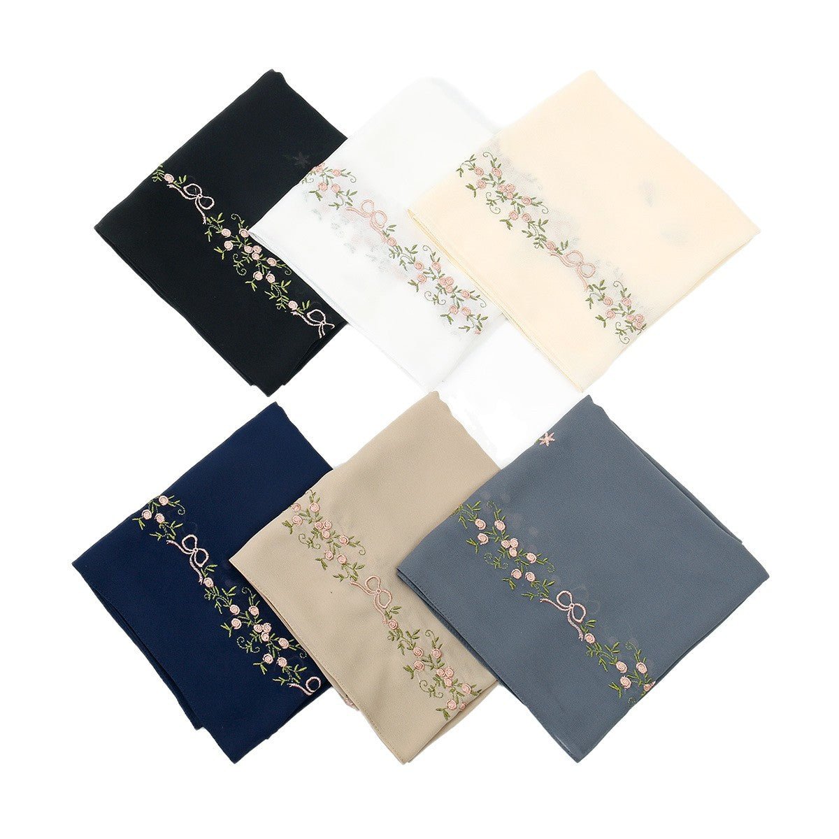 Embroidered Chiffon Hijab Scarf(MH220) - Mariam's Collection
