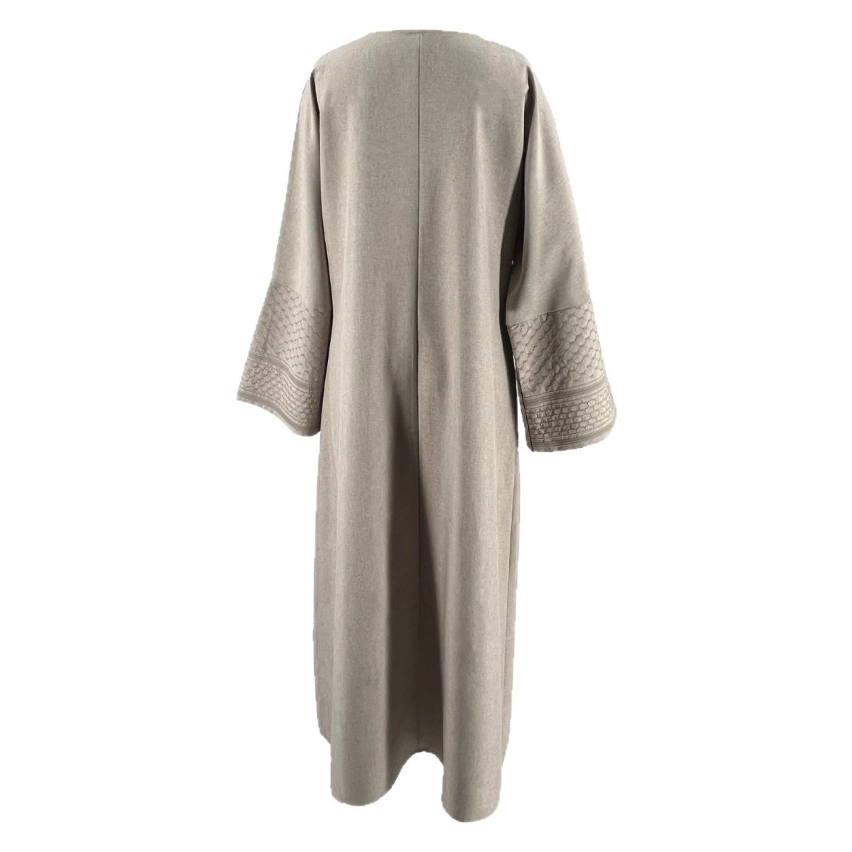 Embroidered Sleeve Abaya | Textured Open - Front Cardigan with Bell Sleeves(MOA263) - Mariam's Collection
