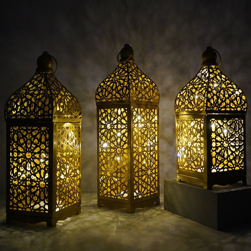 Festive Home Craft Decor Ramadan Hollow Moroccan Iron Lantern (MAC402) - Mariam's Collection