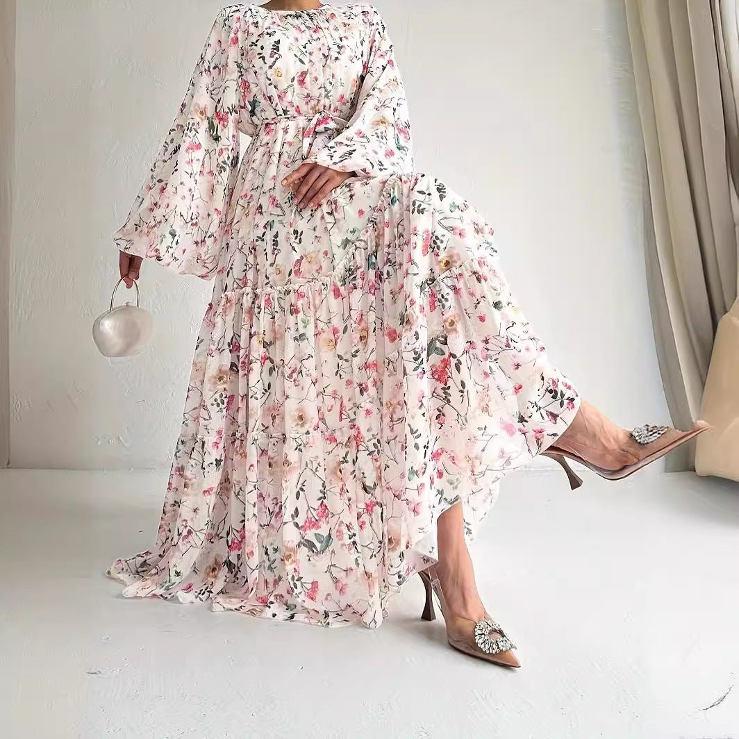 Floral Chiffon Dress(MA408) - Mariam's Collection