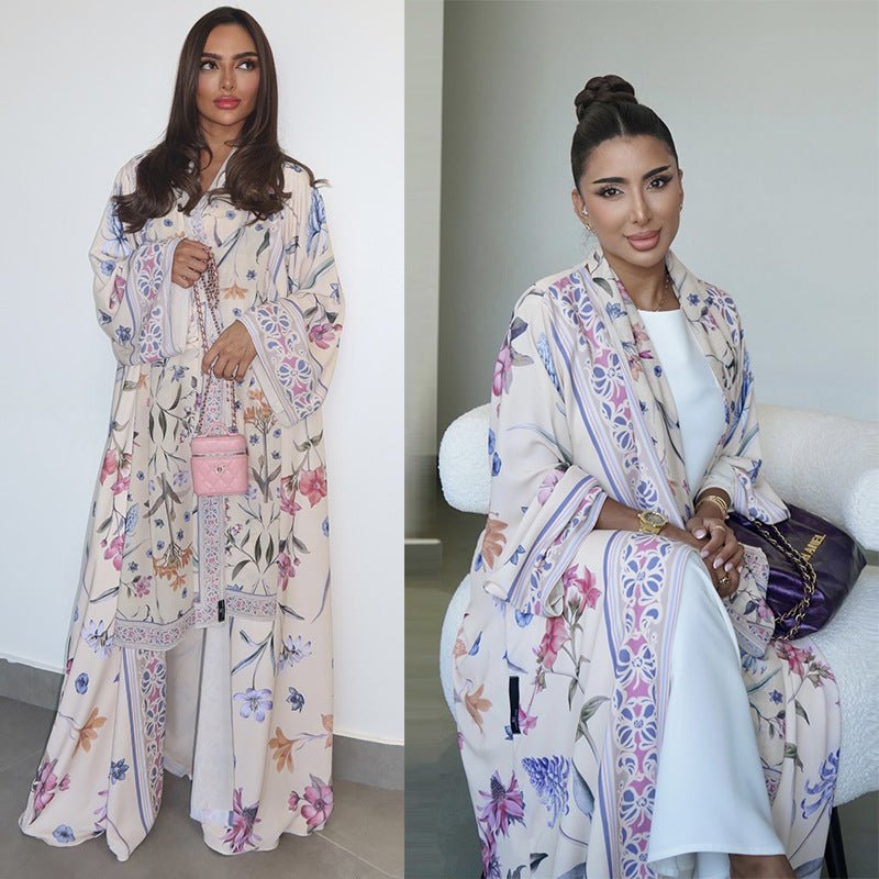 Floral Printed Abaya Set with Hijab