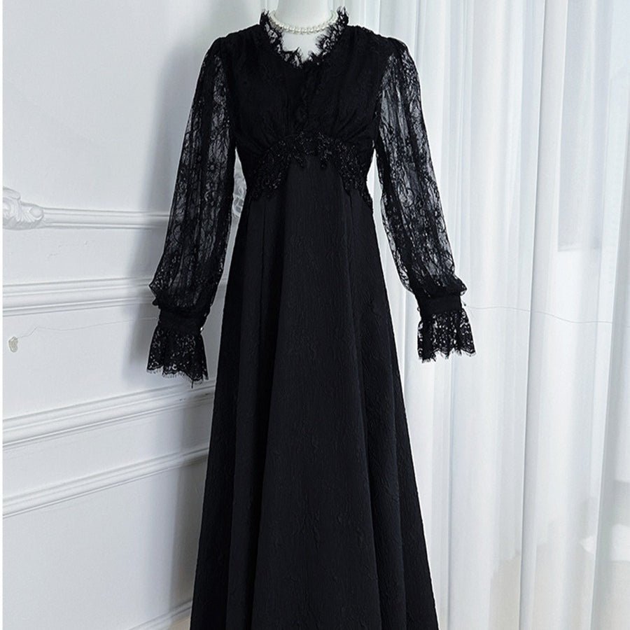 Bishop lace sleeves with gathered cuffs and ruffle trim detail