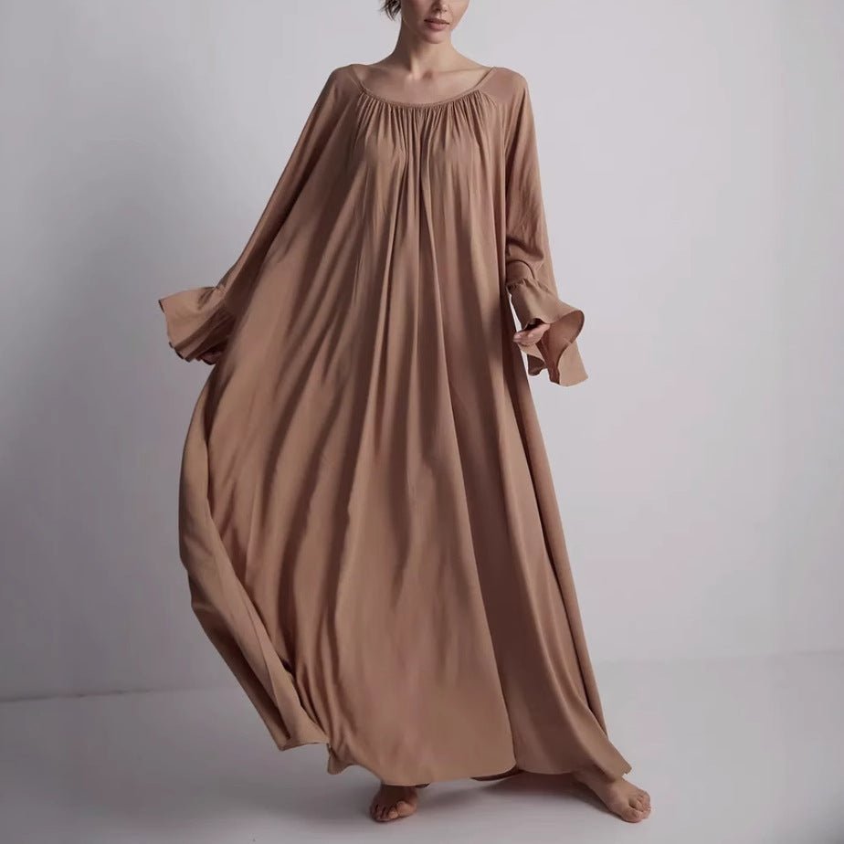 French Loungewear Ruffle Cuff Abaya – Maxi Dress MA397