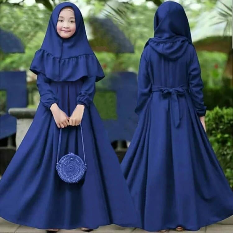 Girls Navy Dress & Hijab Set(MKG024) - Mariam's Collection